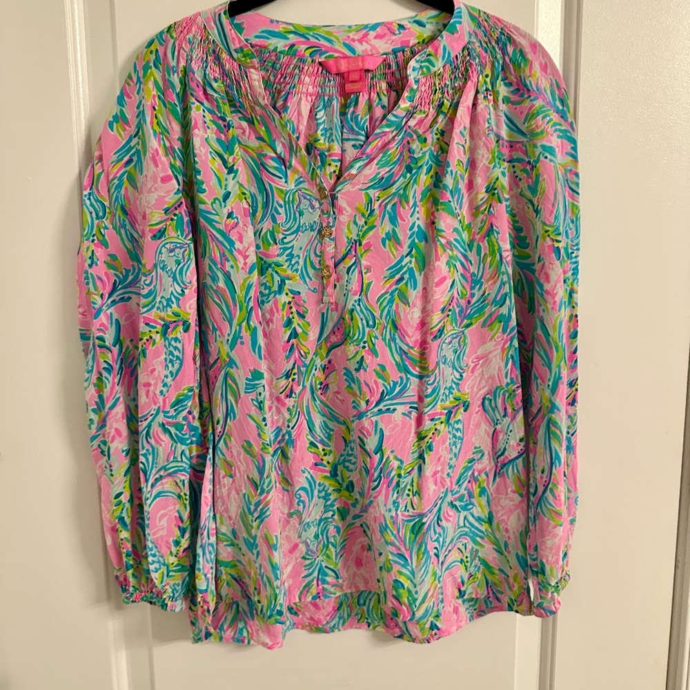 Silk Lilly Pulitzer long sleeve top - xs